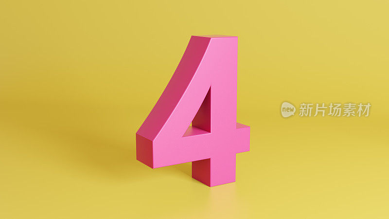 数字4，数字4 - 3D插图库存图像